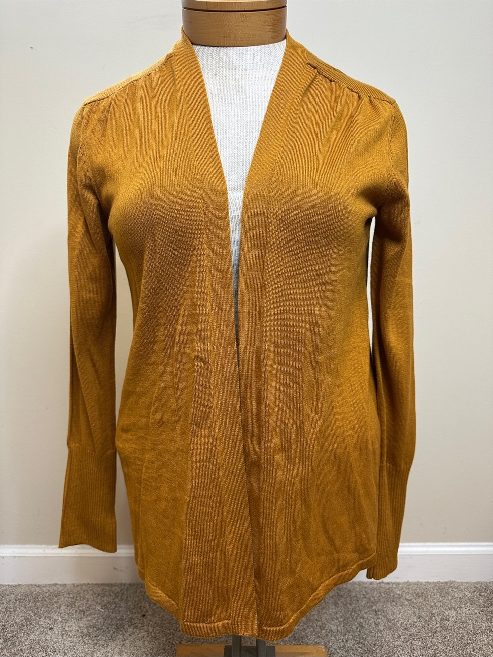Van Heusen Mustard Open Front Women's Cardigan Sweater Size Large